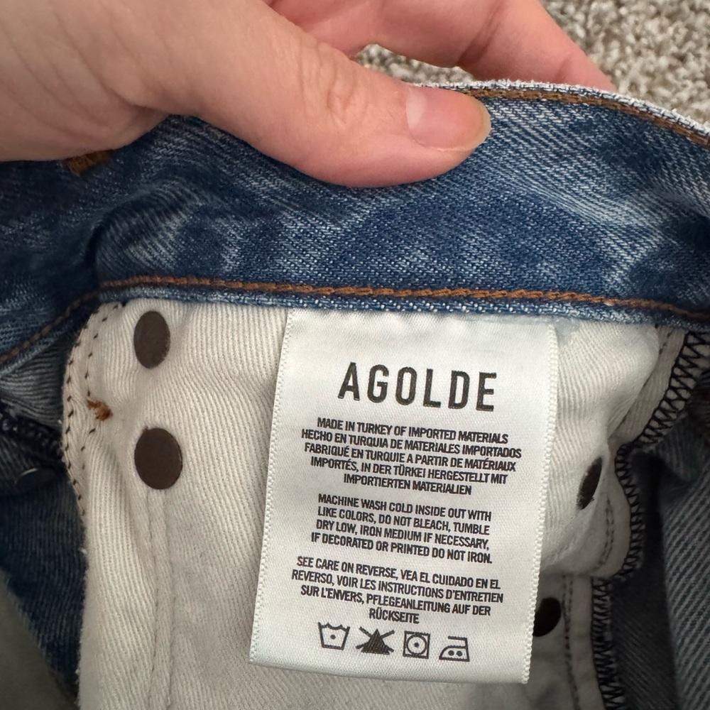 AGOLDE Jaden High Rise Denim Shorts Size 25 Raw Hem - Picture 3 of 6